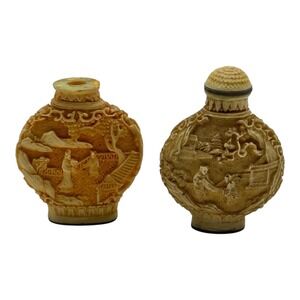 Vintage Set of‎ 2 Snuff Bottles Resin